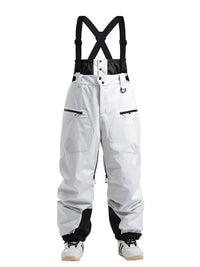 Men's Gsou Snow Durable Mountain Pro All Function Cargo Snow Bibs Pants 