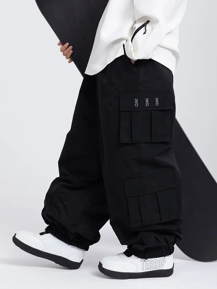 Men's Rabbit Snow Freestyle Cargo Baggy Snowboard Pants 