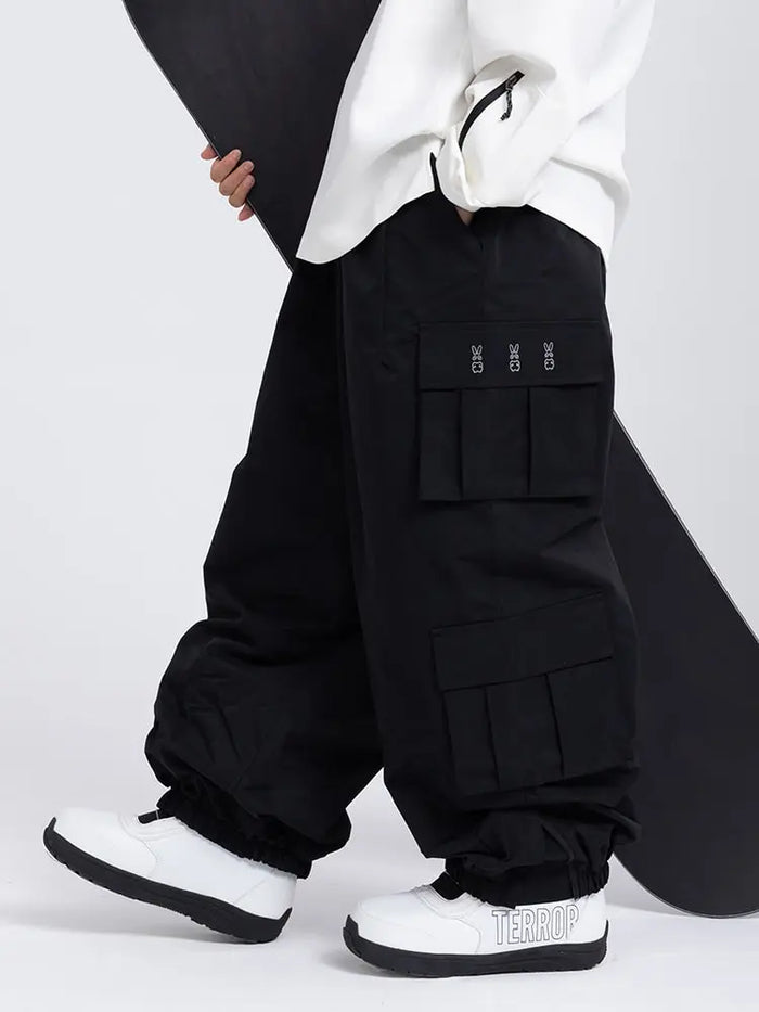 Men's Rabbit Snow Freestyle Cargo Baggy Snowboard Pants 