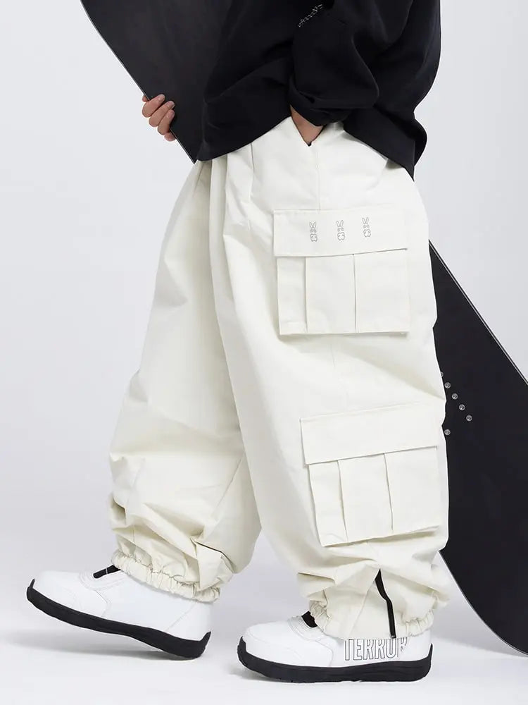 Men's Rabbit Snow Freestyle Cargo Baggy Snowboard Pants 