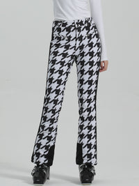 Houndstooth High Waist Slim Snow Pants