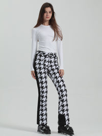 Houndstooth High Waist Slim Snow Pants