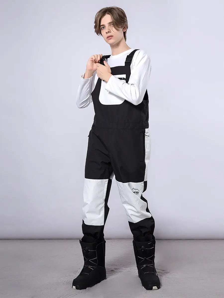 Reflective Stripe Men Insulated Snow Snowboard Bibs 