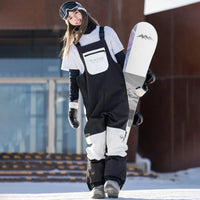 Reflective Stripe Men Insulated Snow Snowboard Bibs 