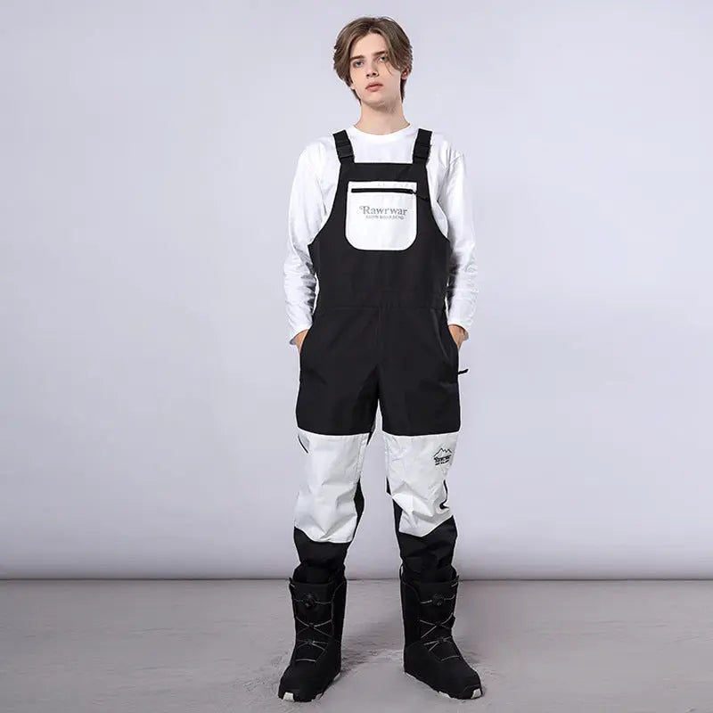 Reflective Stripe Men Insulated Snow Snowboard Bibs 