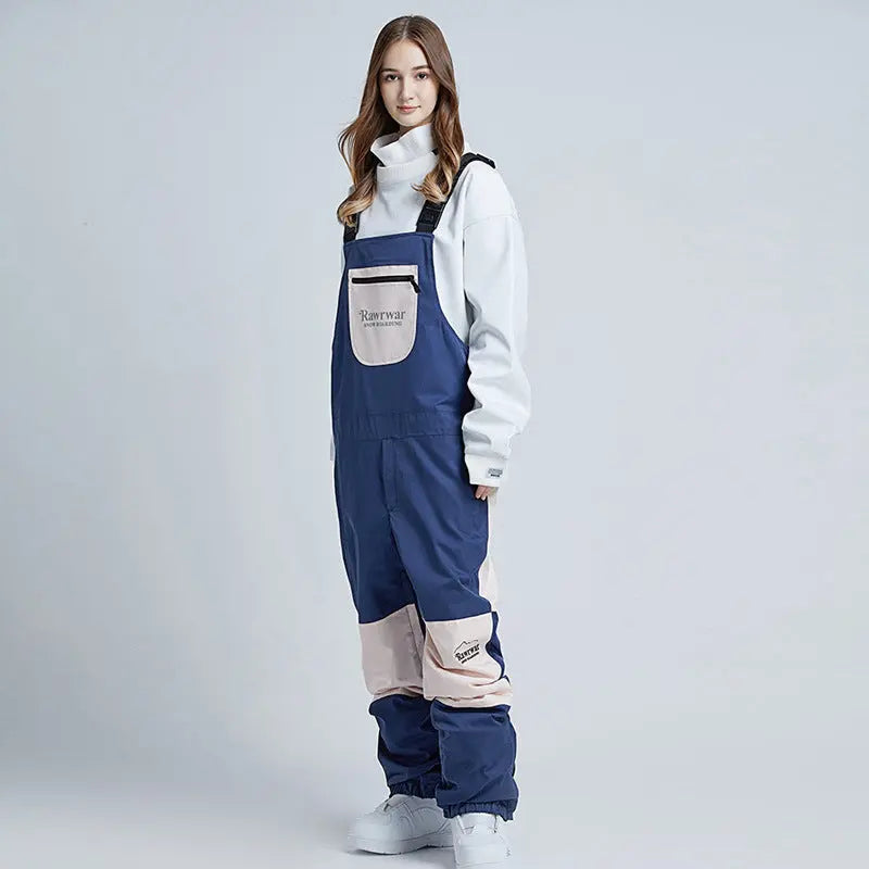 Reflective Stripe Men Insulated Snow Snowboard Bibs 
