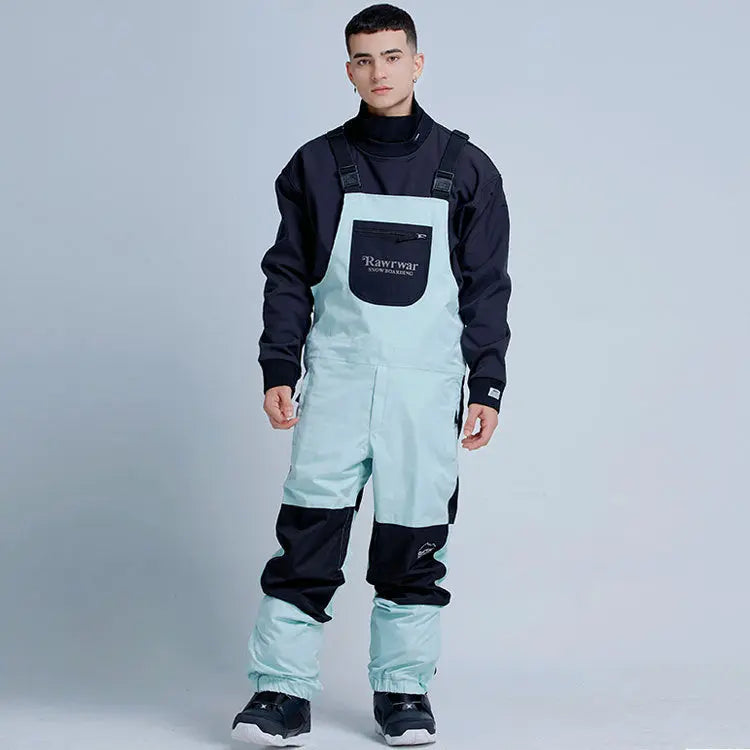 Reflective Stripe Men Insulated Snow Snowboard Bibs 