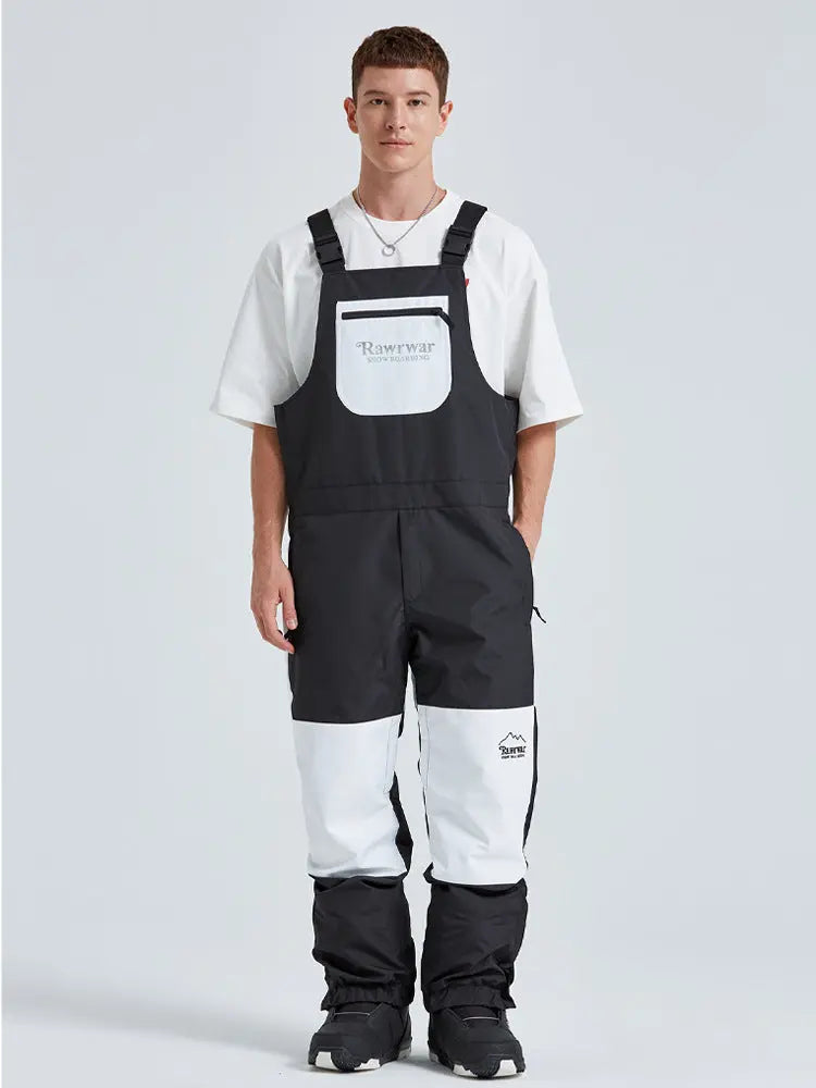 Reflective Stripe Men Insulated Snow Snowboard Bibs 
