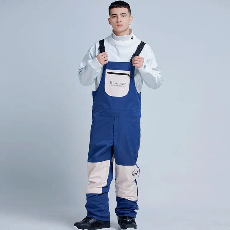 Reflective Stripe Men Insulated Snow Snowboard Bibs 