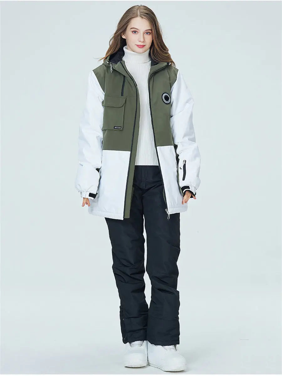 Riuiyele Colorblock Women Ski Jacket & Bib Pants 