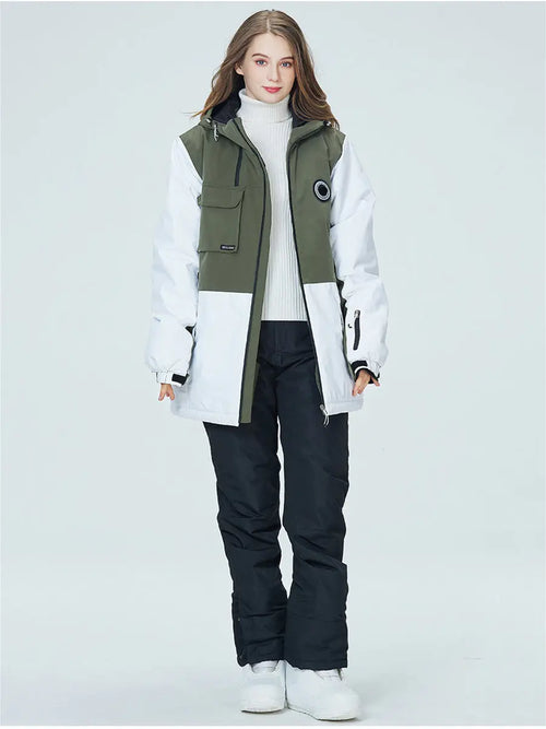 Riuiyele Colorblock Women Ski Jacket & Bib Pants 