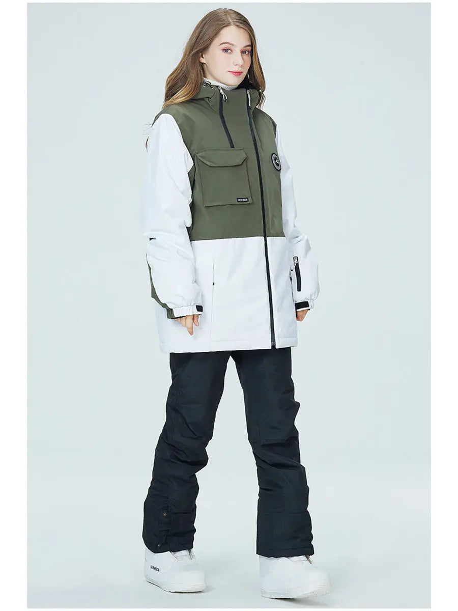 Riuiyele Colorblock Women Ski Jacket & Bib Pants 