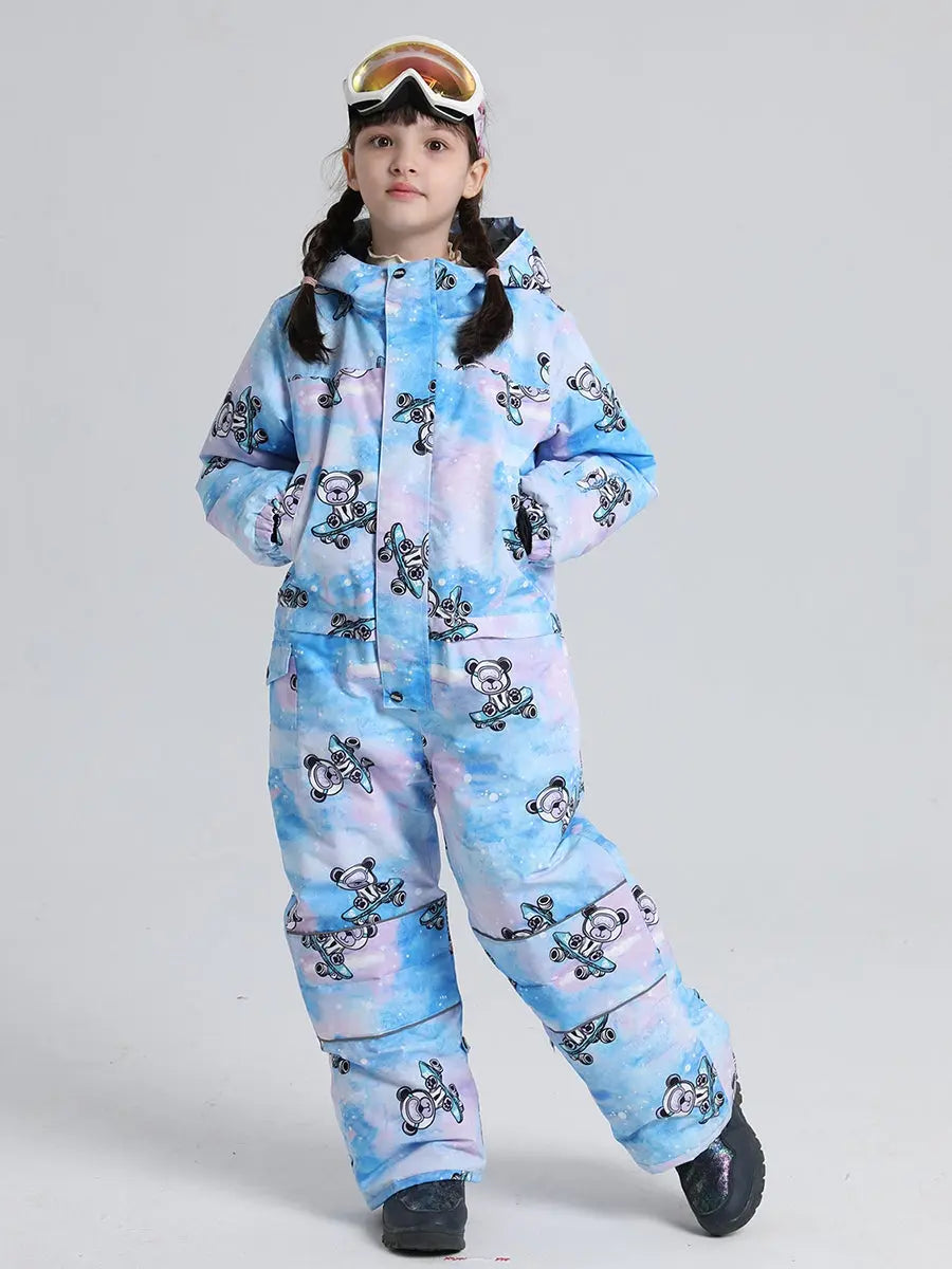 Girls Snow Suits One Piece Ski Jumpsuits for Outdoor Sports Light Blue 150