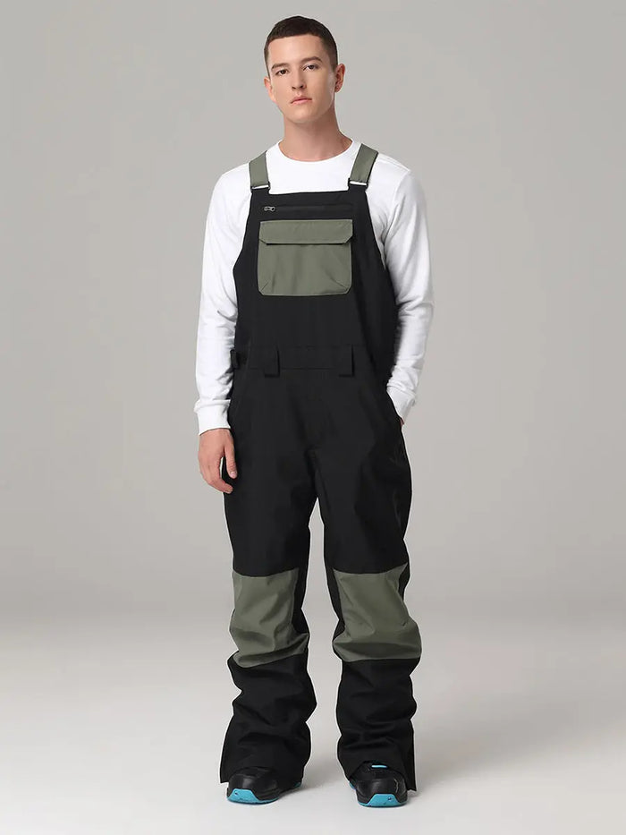 Riuiyele Men Colorblock Ski Snow Bibs Pants 