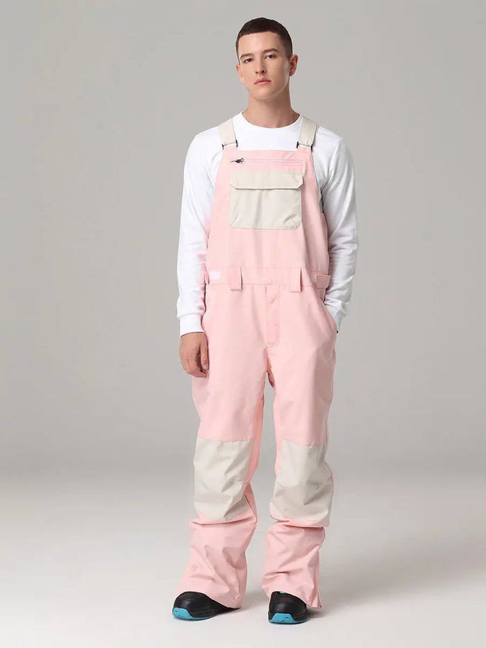Riuiyele Men Colorblock Ski Snow Bibs Pants 