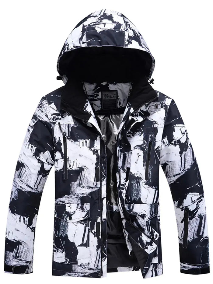 Riuiyele Men Ski Snowboarding Insulated Jacket Drawstring Hooded 