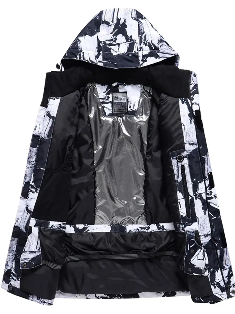 Riuiyele Men Ski Snowboarding Insulated Jacket Drawstring Hooded 