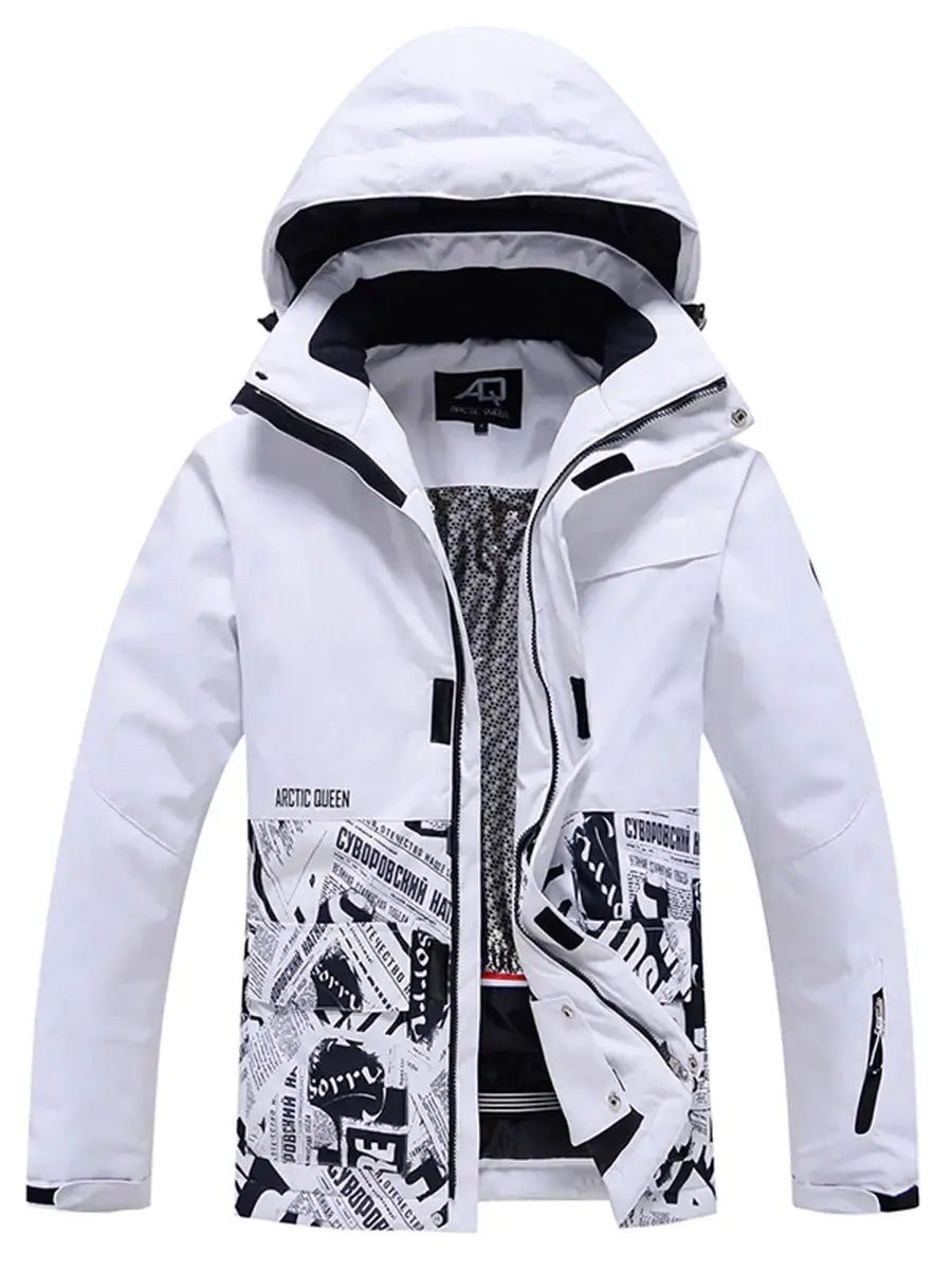 Riuiyele Men Ski Snowboarding Insulated Jacket Drawstring Hooded 