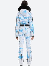 Mix Print Slim One Piece Ski Suit