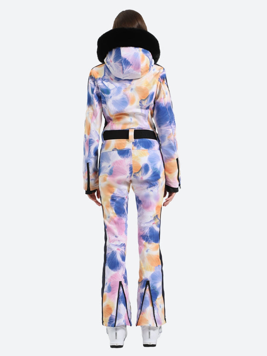 Mix Print Slim One Piece Ski Suit