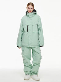 Unisex Big Cargo Pocket Snow Coat & Pants Set 
