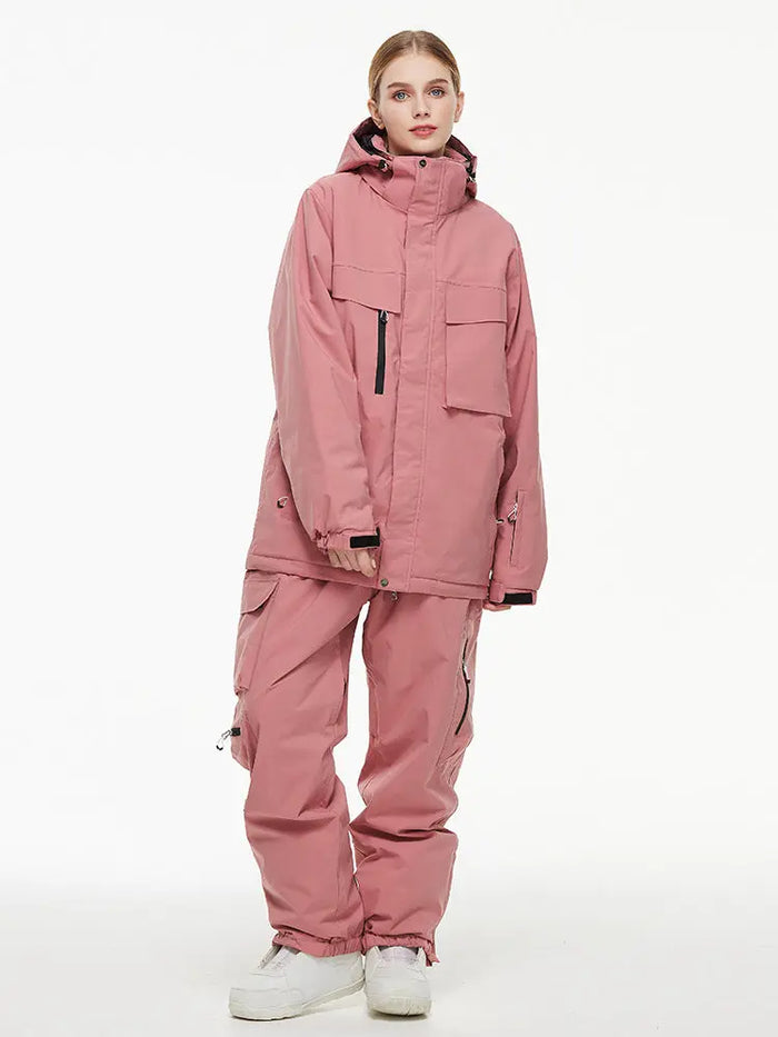 Unisex Big Cargo Pocket Snow Coat & Pants Set 