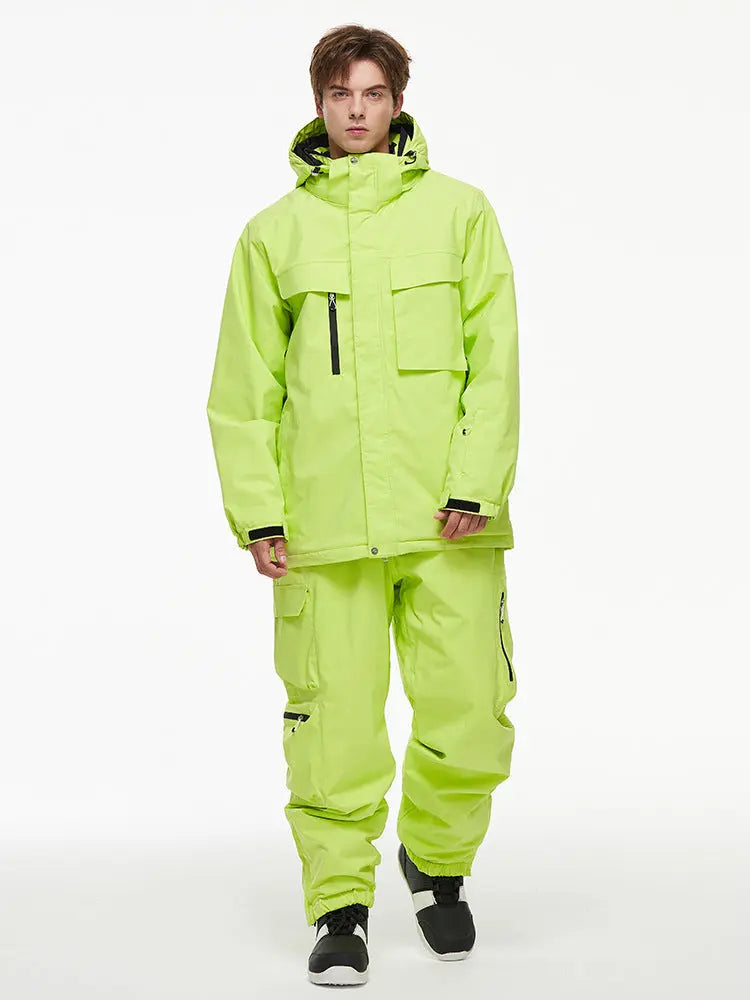 Unisex Big Cargo Pocket Snow Coat & Pants Set 