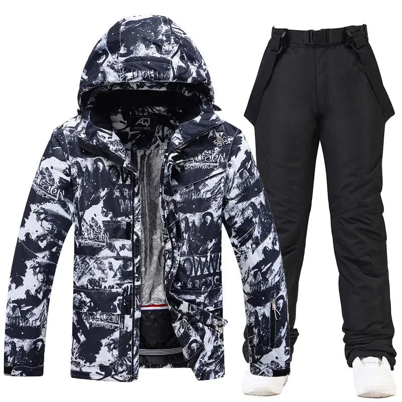Winter Insulated Ski Jackets & BIbs Pants Set Unisex Outwear 