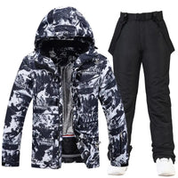 Winter Insulated Ski Jackets & BIbs Pants Set Unisex Outwear 