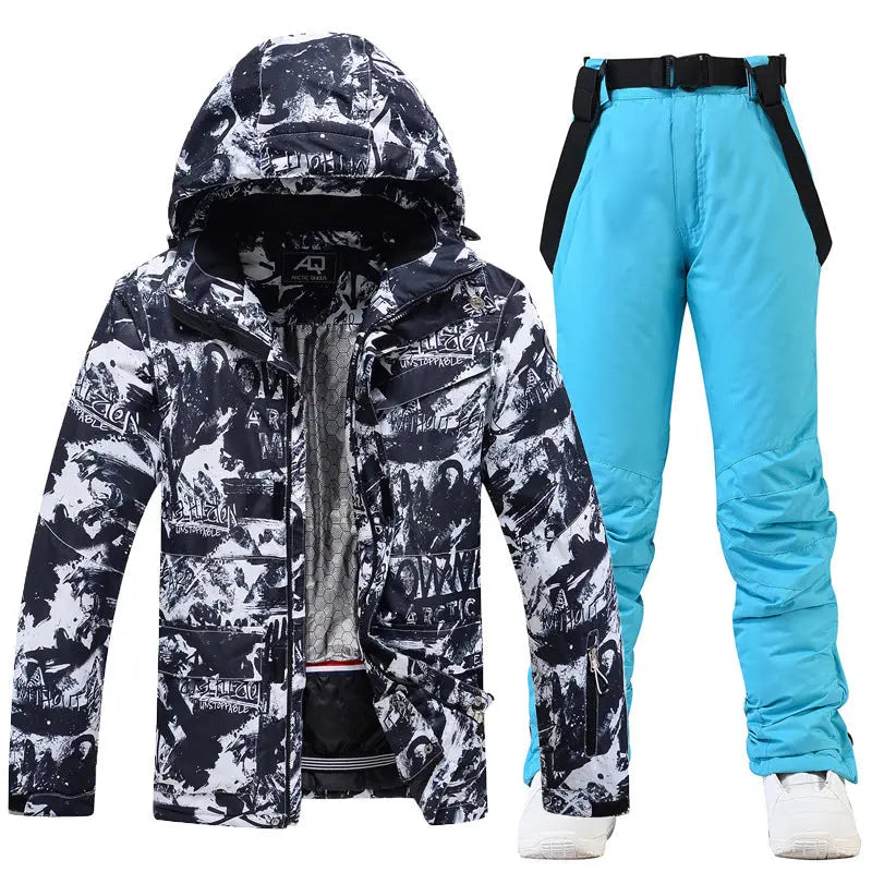 Winter Insulated Ski Jackets & BIbs Pants Set Unisex Outwear 