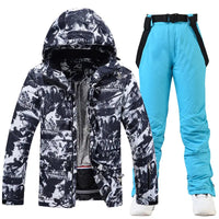 Winter Insulated Ski Jackets & BIbs Pants Set Unisex Outwear 