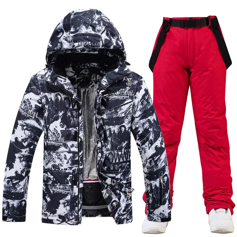 Winter Insulated Ski Jackets & BIbs Pants Set Unisex Outwear 
