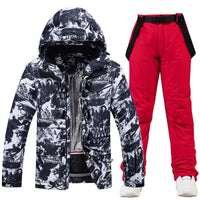 Winter Insulated Ski Jackets & BIbs Pants Set Unisex Outwear 