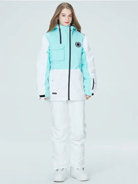 Women Colorblock Insulated Cargo Snow Jacket 