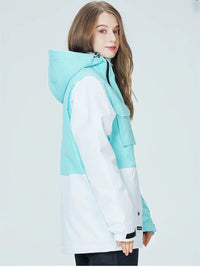 Women Colorblock Insulated Cargo Snow Jacket 