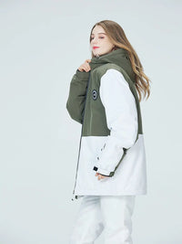 Women Colorblock Insulated Cargo Snow Jacket 