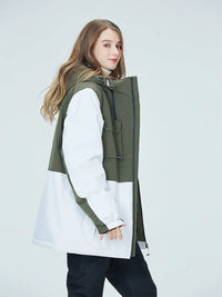 Women Colorblock Insulated Cargo Snow Jacket 