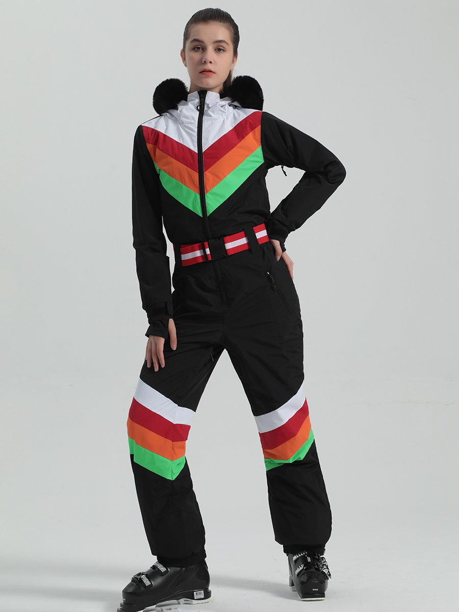 Riuiyele Retro Women's One Piece Ski Suit