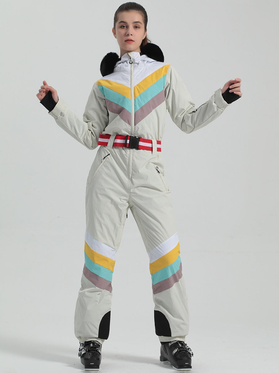 Riuiyele Retro Women's One Piece Ski Suit